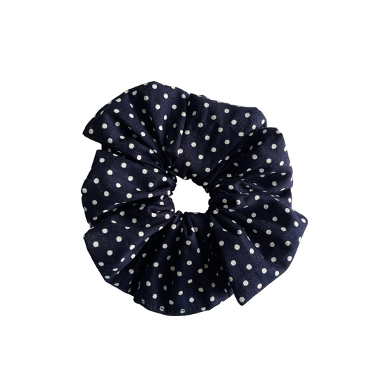 Polka Dotty Classic Navy Scrunchies