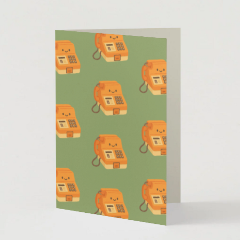 Orange Payphone Greeting Card
