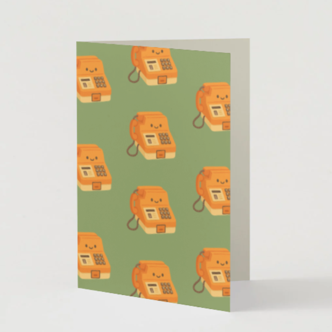 Orange Payphone Greeting Card