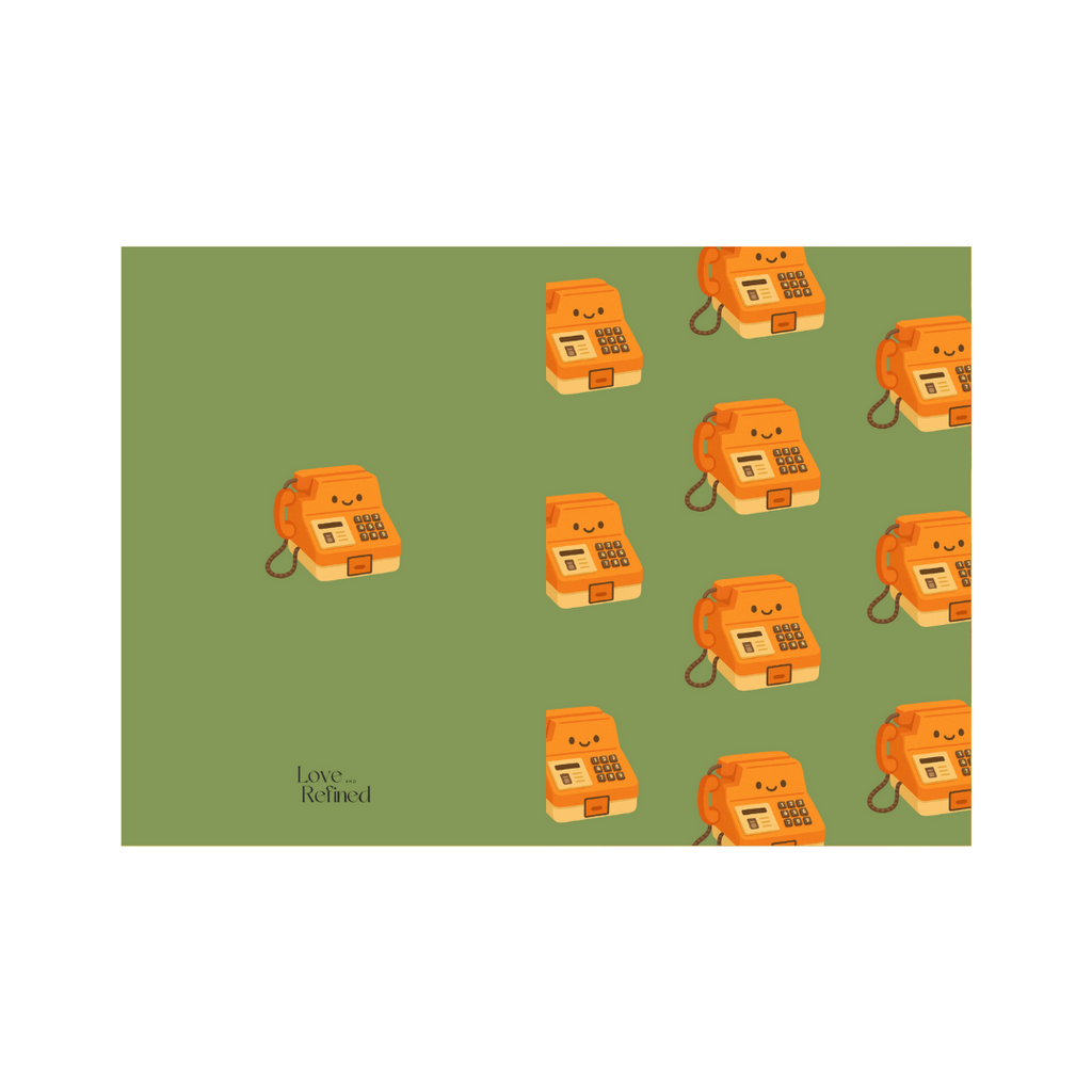 Orange Payphone Greeting Card