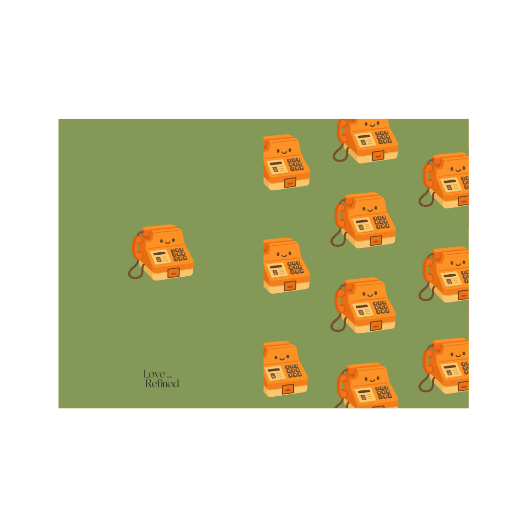 Orange Payphone Greeting Card